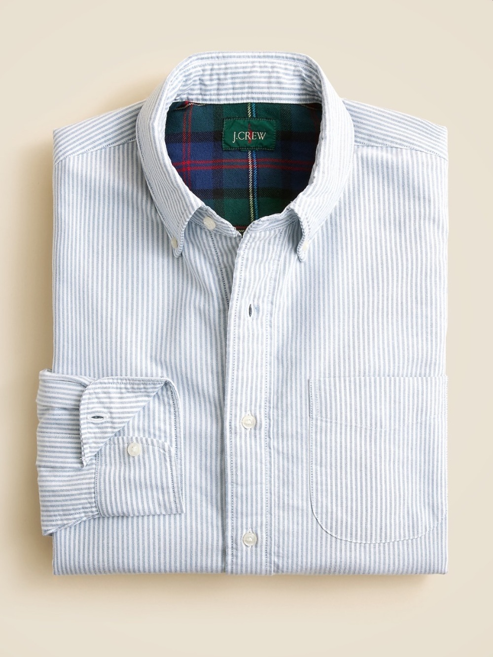 J.Crew CM232 Men’s XL Flannel Lined Oxford Shirt Blue Stripe Button Down NEW